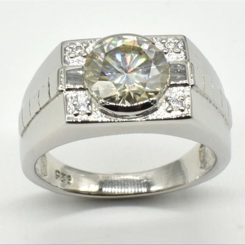 Silver Certified Moissanite Ring Size 10